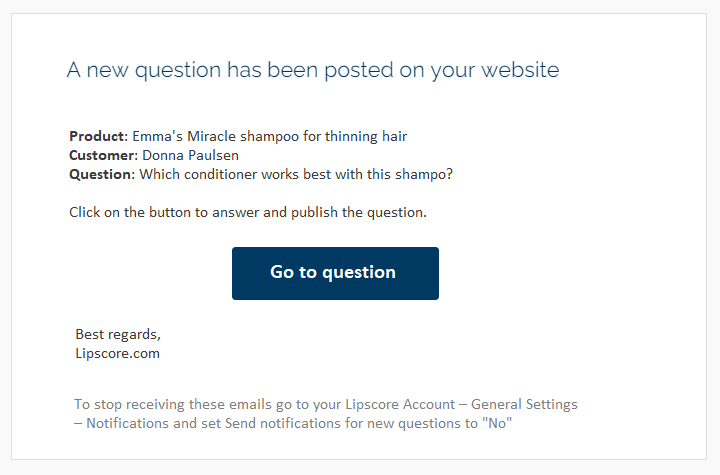 Email notification - new question