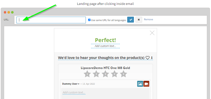 Setting up Fixed review landing page