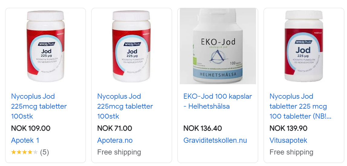 Google Shopping Apotek1 stars on category pages